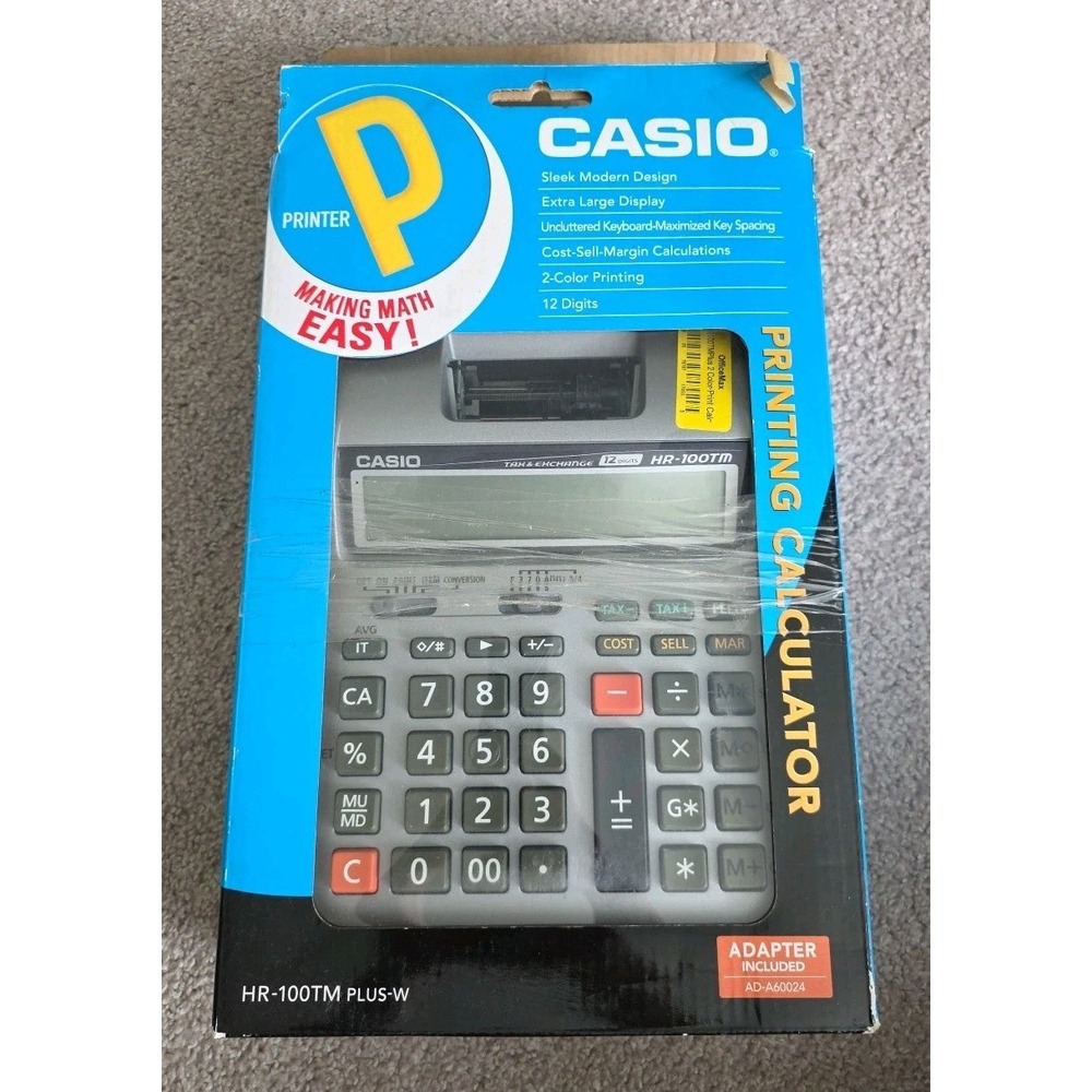 DEADSTOCK Casio HR-100TM PLUS -W Desktop Printing Calculator NEW Retro